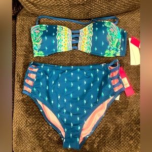 Lilly Pulitzer Bikini sz 12/14 in Coconut Row Print